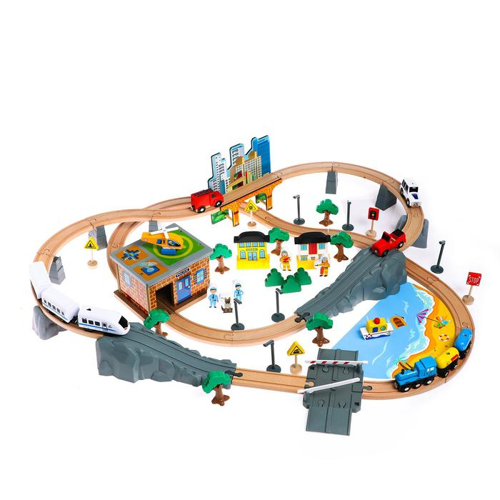 Деревянная игрушка &laquo;Железная дорога&raquo; 95 деталей, 52,5&times;33&times;12,5 см