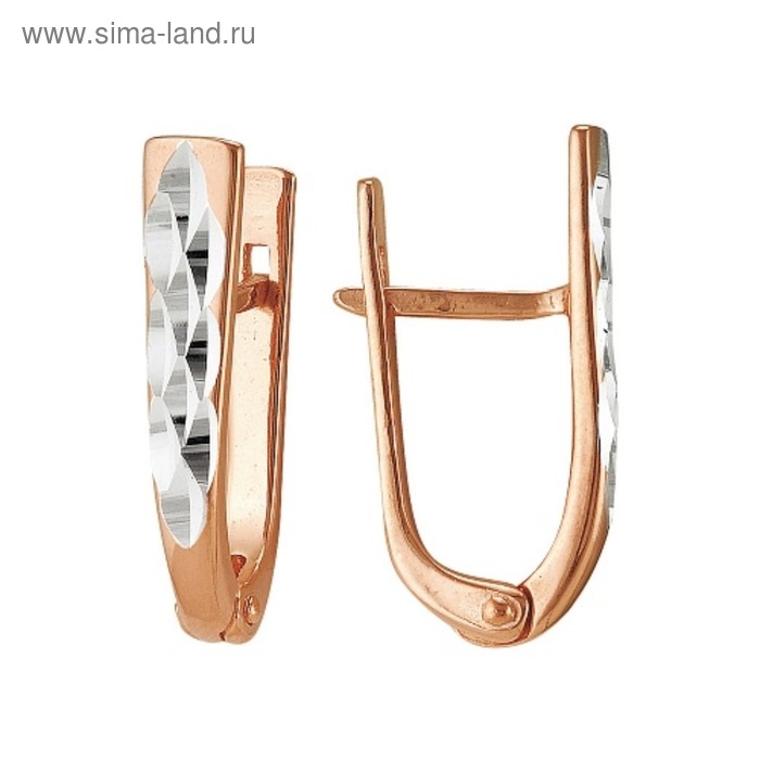 Серьги «Треугольник» с алмазной резкой, розовое золочение Серьги «Треугольник» с алмазной резкой, розовое золочение