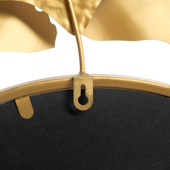 Декор настенный металл с зеркалом  Декор настенный металл с зеркалом "Цветок из веерных листьев" серо-золотой 98,4х98,4х6,4 см   104238