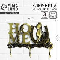 Ключница настенная «HOME», кот, 11 х 6.9 см