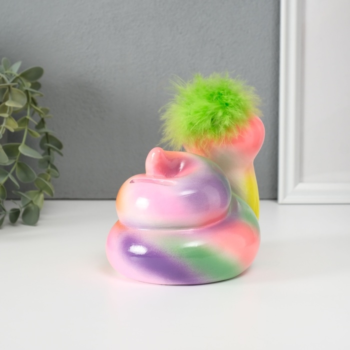 Копилка керамика Копилка керамика "Цветная змейка с пушистой причёской" 10,5х13,9х12,3 см