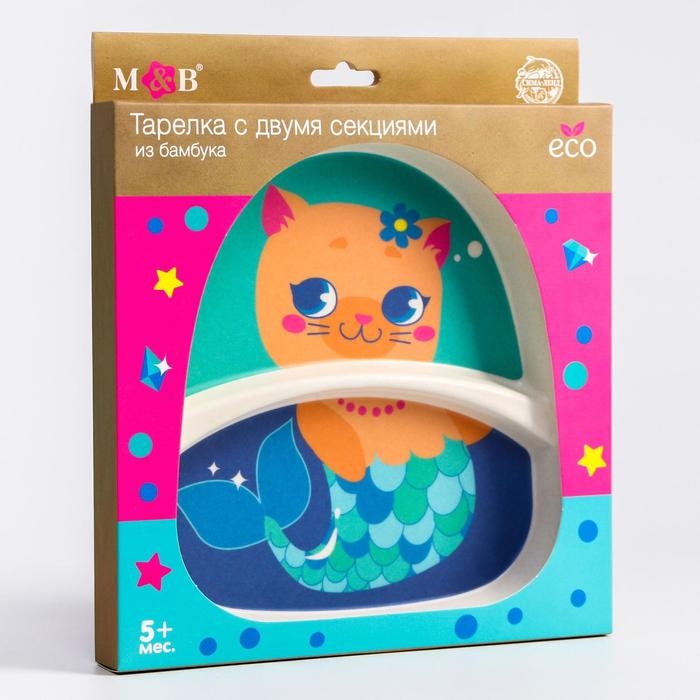 Тарелка детская из бамбука «Малышки», 2 секции, МИКС Тарелка детская из бамбука «Малышки», 2 секции, МИКС