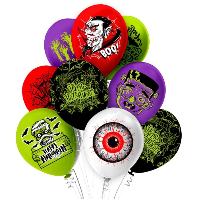 Шар латексный 12 Шар латексный 12" «Праздник Хеллоуин!», шелкография, 2-сторонний, 5 дизайнов, набор 25 шт.