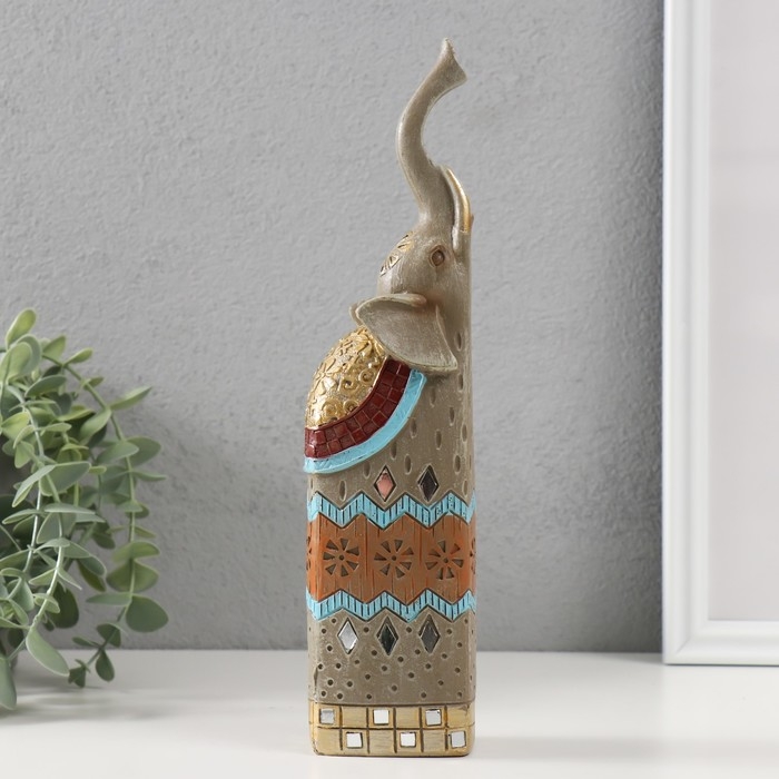 Сувенир полистоун Сувенир полистоун "Серый слон с хоботом вверх" 5,5х6х27 см