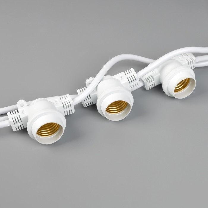 Гирлянда «Белт-лайт» 10 м, IP65, УМС, 2W, белая нить, шаг 40 см, Е27 (без ламп), 220 В Гирлянда «Белт-лайт» 10 м, IP65, УМС, 2W, белая нить, шаг 40 см, Е27 (без ламп), 220 В