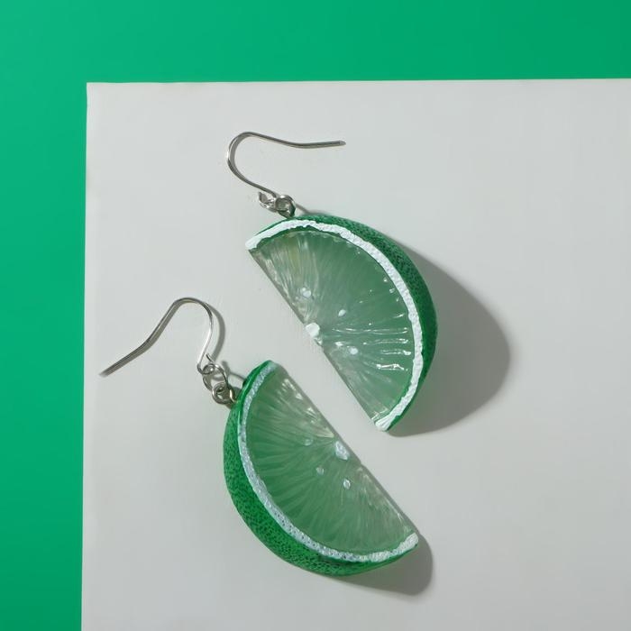 Серьги пластик «Вкусности» дольки лайма, цвет светло-зелёный Серьги пластик «Вкусности» дольки лайма, цвет светло-зелёный