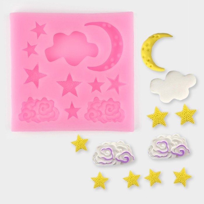 Молд «Ночь», силикон, 8,3×8,7 см, цвет МИКС Молд «Ночь», силикон, 8,3×8,7 см, цвет МИКС