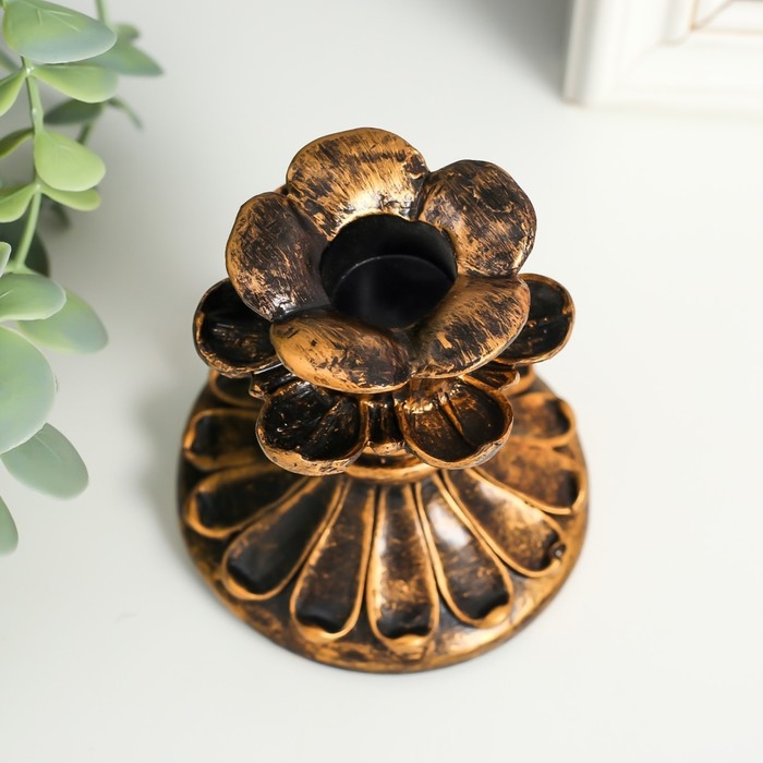 Подсвечник полистоун Подсвечник полистоун "Лепестки" под старину 9х8,7х8,7 см