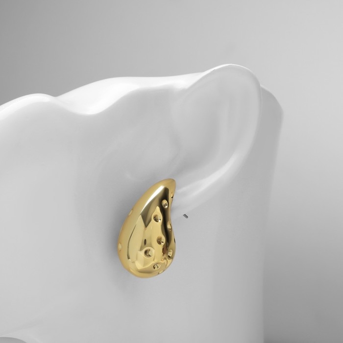 Серьги пластик «Капля» дутые, цвет золото Серьги пластик «Капля» дутые, цвет золото