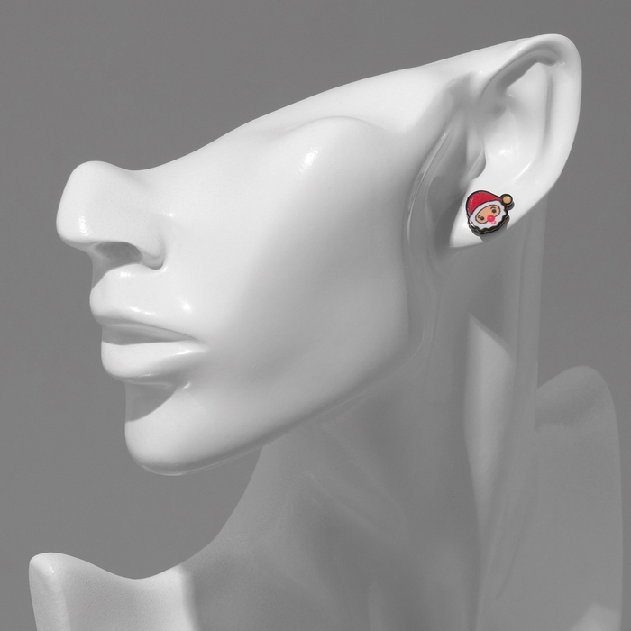 Новый год! Пусеты 3 пары «Снежинка» дед мороз, варежка, цветные Новый год! Пусеты 3 пары «Снежинка» дед мороз, варежка, цветные