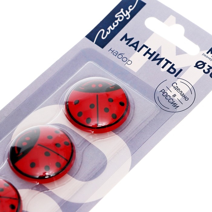 Магниты для досок 30 мм, 5 штук,  Магниты для досок 30 мм, 5 штук, "Божья коровка" красные