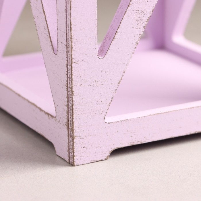 Кашпо деревянное 14×14×26 см  Кашпо деревянное 14×14×26 см "Фонарь Хай-тек Прованс", Сиреневый