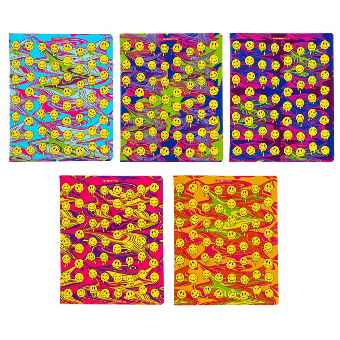 Тетрадь 48 листов в клетку Тетрадь 48 листов в клетку "Жидкие смайлы", обложка мелованный картон, SoftTouch, конгрев, МИКС