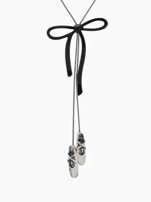 Чокер &laquo;Балерина&raquo; с бантиком, пуанты, затяжка, L=60см, цвет чёрно-серебристый