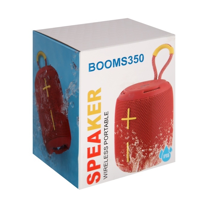 Портативная колонка Booms350, 7 Вт, 1200 мАч, подсветка, micro SD, красная Портативная колонка Booms350, 7 Вт, 1200 мАч, подсветка, micro SD, красная