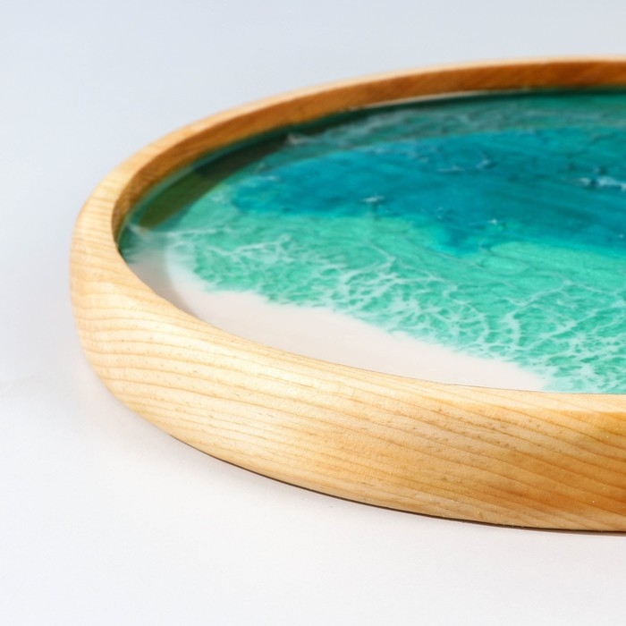 Поднос с эпоксидной пищевой смолой Adelica, 25×2,5 см, цельный массив кедра, рисунок МИКС Поднос с эпоксидной пищевой смолой Adelica, 25×2,5 см, цельный массив кедра, рисунок МИКС