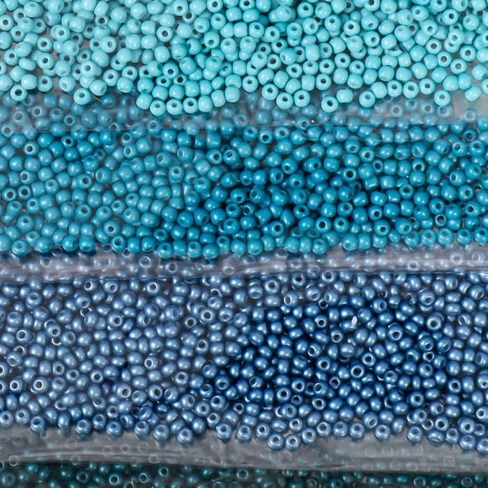 Бисер круглый 12/0 Бисер круглый 12/0 "Синяя лазурь" 6 цветов х 10 гр 20х8 см