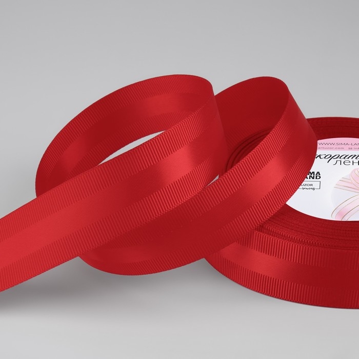 Лента декоративная, репсовая/атласная, 25 мм, 18 ± 1 м, цвет красный Лента декоративная, репсовая/атласная, 25 мм, 18 ± 1 м, цвет красный