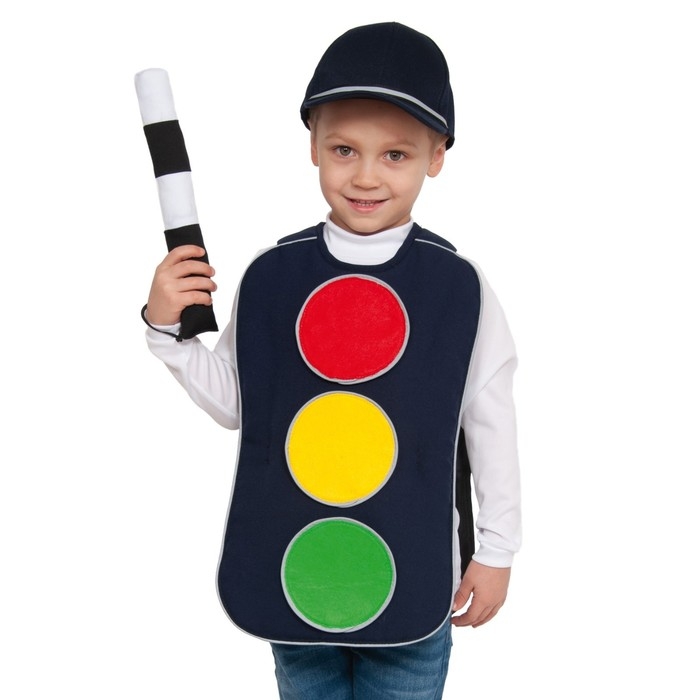 Карнавальный костюм «Светофор», рост 116–122 см: фартук, кепка, жезл Карнавальный костюм «Светофор», рост 116–122 см: фартук, кепка, жезл