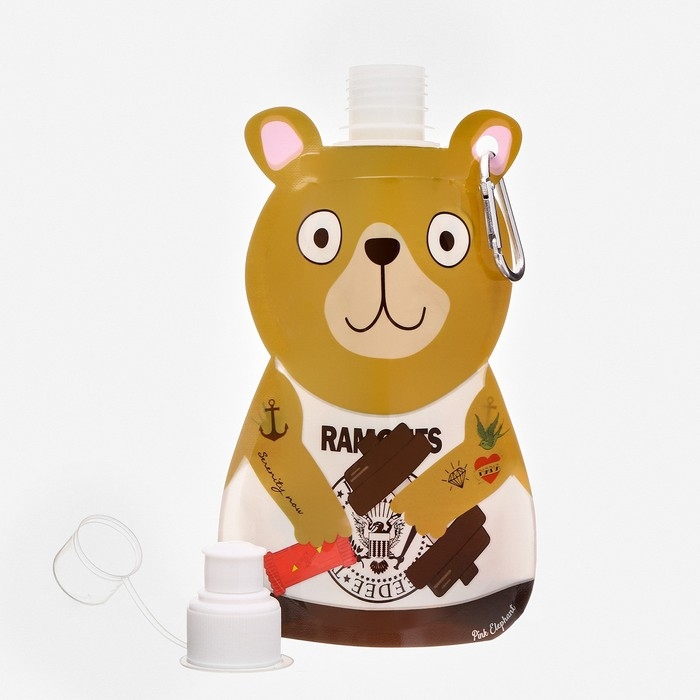 Фляжка для воды, 280 мл, Фляжка для воды, 280 мл, "Мишка", на карабине, 22 х 12 см