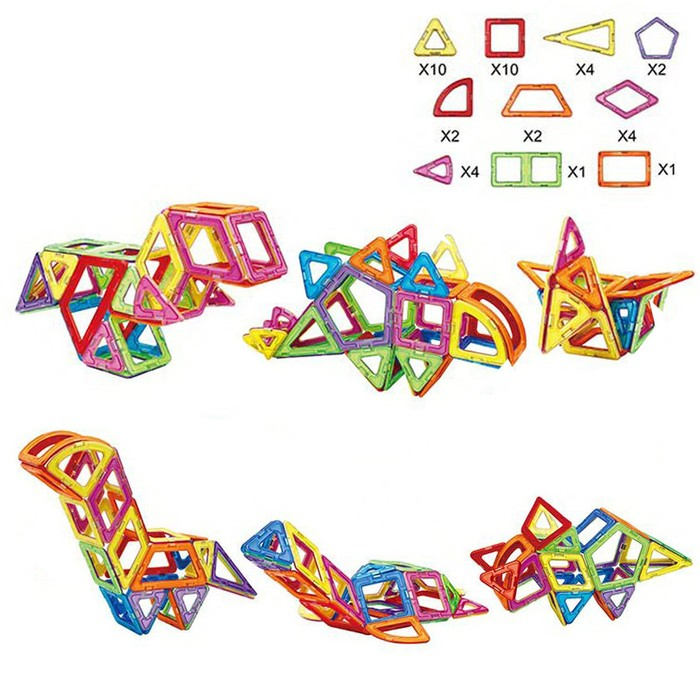Конструктор магнитный «Цветные магниты», 40 деталей Конструктор магнитный «Цветные магниты», 40 деталей