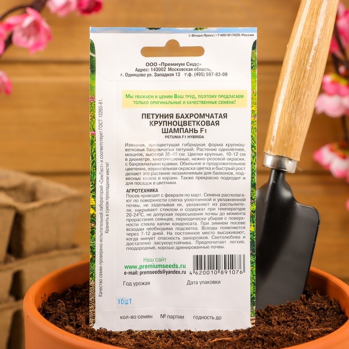 Семена цветов Петуния бахромчатая, крупноцветковая Семена цветов Петуния бахромчатая, крупноцветковая "Шампань" F1