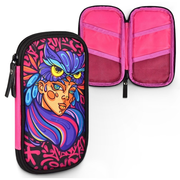 Пенал 1 секция 110 х 200 мм, текстильный, Феникс Пенал 1 секция 110 х 200 мм, текстильный, Феникс "Девушка сова"