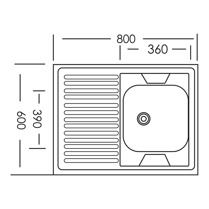 Мойка кухонная  Мойка кухонная "Владикс", накладная, без сифона, 80х60 см, правая, нержавеющая сталь 0.4 мм