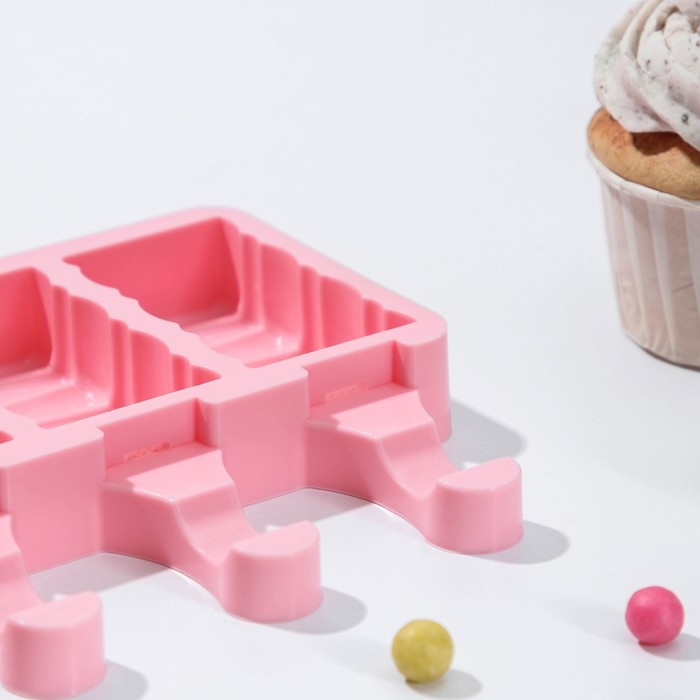 Форма для мороженого «Венеция», силикон, 19,6×11×2,4 см, 4 ячейки, цвет МИКС Форма для мороженого «Венеция», силикон, 19,6×11×2,4 см, 4 ячейки, цвет МИКС