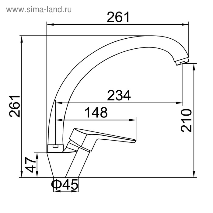 Смеситель для кухни Accoona A5009, однорычажный, латунь, хром Смеситель для кухни Accoona A5009, однорычажный, латунь, хром