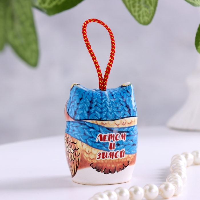 Сувенир Сувенир "Сова в синем шарфике", керамика