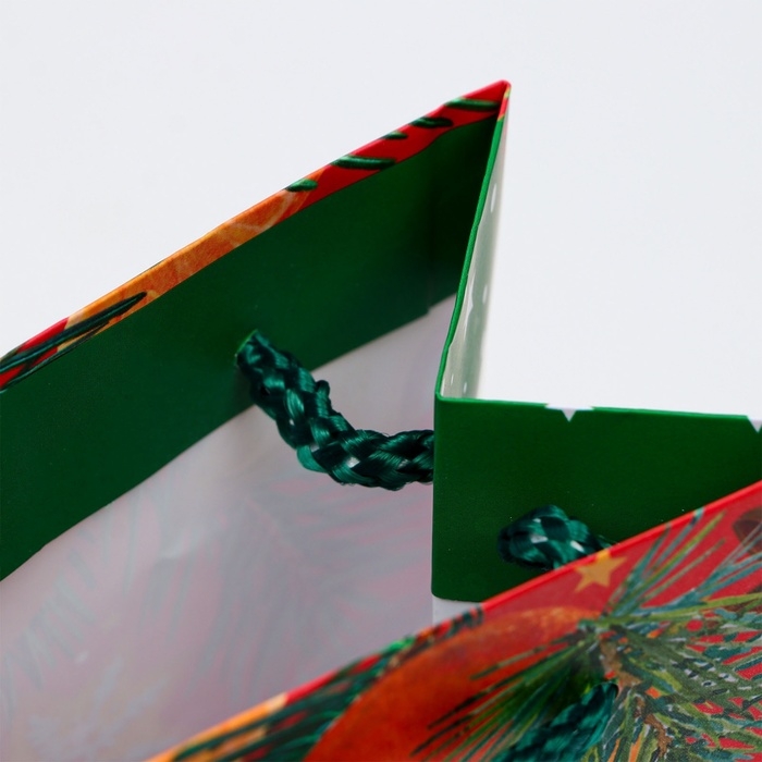 Новый год. Пакет подарочный новогодний под бутылку, упаковка  Новый год. Пакет подарочный новогодний под бутылку, упаковка "Угощения", 12 х 36 х 8,5 см.