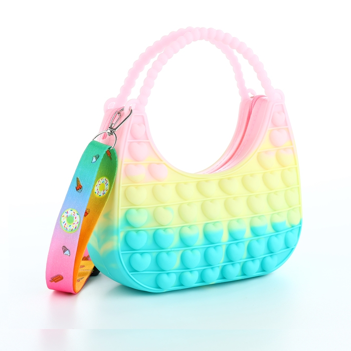 Сумка детская для девочки на молнии «Выбражулька», pop it, цвет розовый/жёлтый/бирюзовый