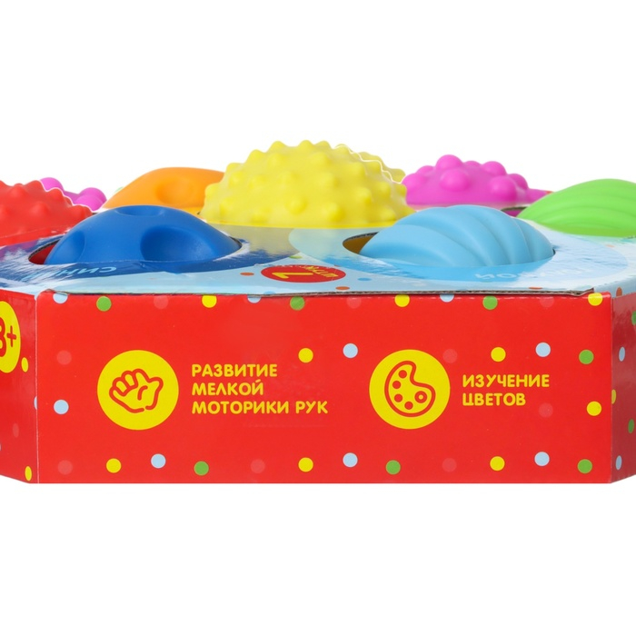 Набор развивающих тактильных мячиков «Цветочек», с пищалкой, 7 шт, Крошка Я Набор развивающих тактильных мячиков «Цветочек», с пищалкой, 7 шт, Крошка Я