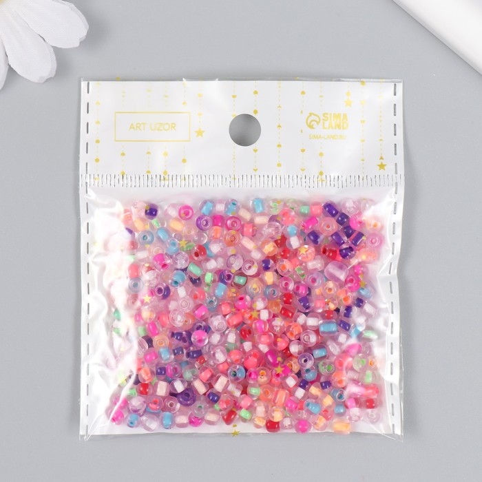 Бисер стекло 6/0  Бисер стекло 6/0 "Прозрачный цветной. Меланж" 30 гр