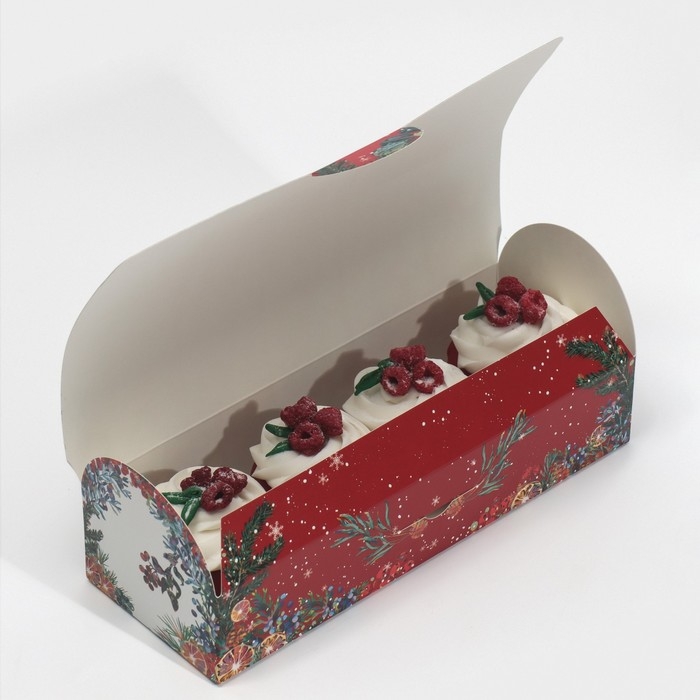 Коробка под кекс «С Новым годом!», 9 х 9 х 24,5 см, Новый год Коробка под кекс «С Новым годом!», 9 х 9 х 24,5 см, Новый год