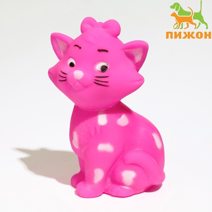 Игрушка пищащая Игрушка пищащая "Кошечка" для собак, 10 см, розовая