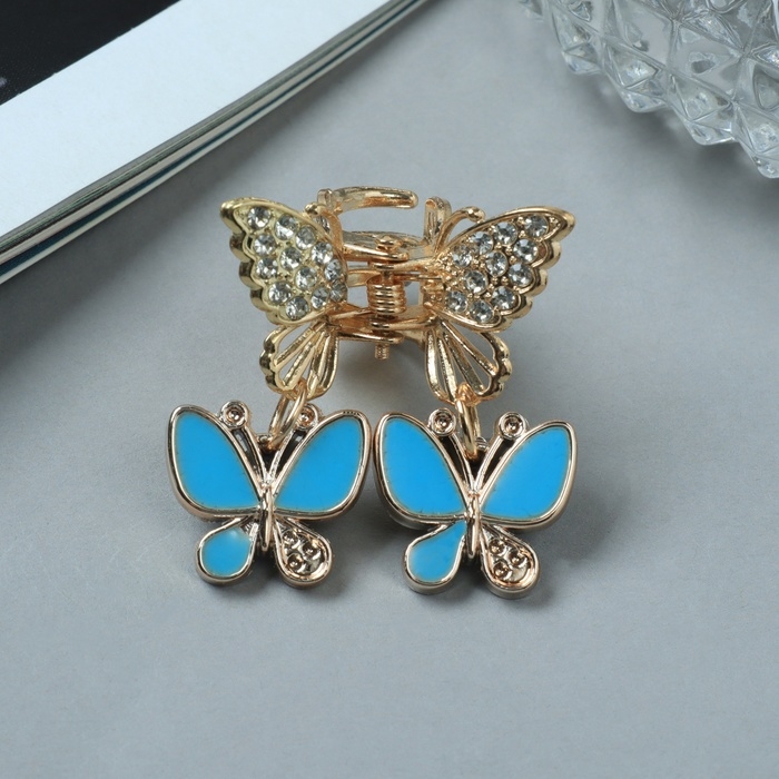 Краб для волос Краб для волос "Милада" бабочки, 2,5 см, золото