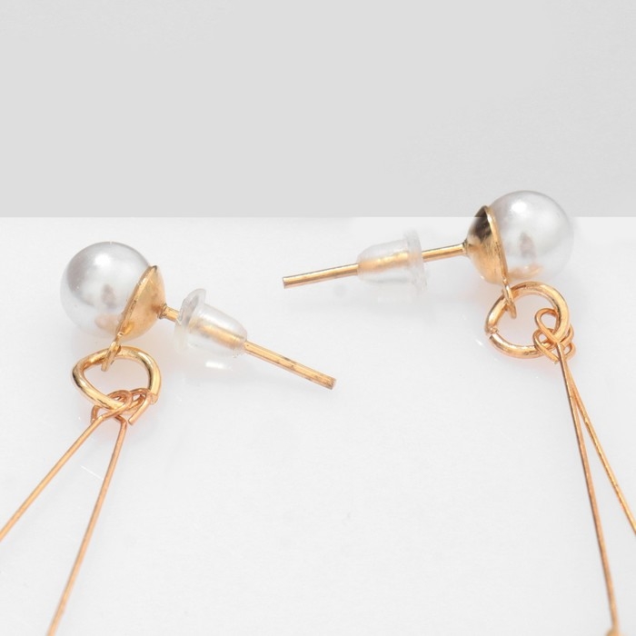 Серьги висячие «Жемчуг» вишенка, d=6, d=8, d=10, цвет белый в золоте Серьги висячие «Жемчуг» вишенка, d=6, d=8, d=10, цвет белый в золоте