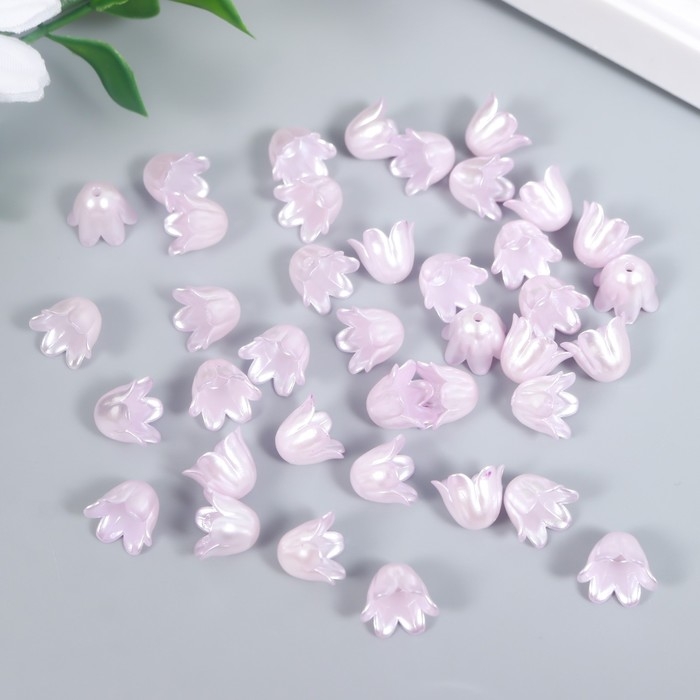 Бусины для творчества пластик Бусины для творчества пластик "Цветок ландыша жемчужный" набор 40 шт сиреневый 1х0,9х0,9 см