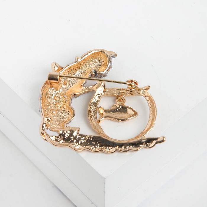 Брошь «Кошка» с аквариумом, цвет серо-красный в золоте Брошь «Кошка» с аквариумом, цвет серо-красный в золоте