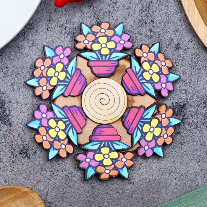 Подставка под горячее Подставка под горячее "Цветочный горшок", D=12 см, можжевельник