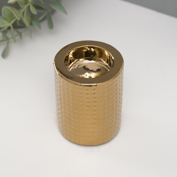 Подсвечник керамика на 1 свечу Подсвечник керамика на 1 свечу "Капли воды" d=4 см золото 6,5х6,5х8 см