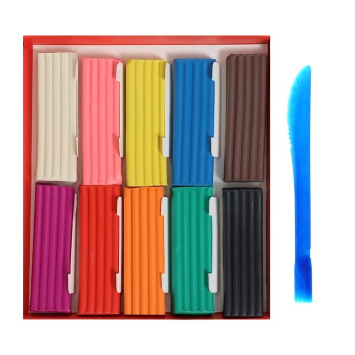 Пластилин 10 цветов 200 г, Гамма  Пластилин 10 цветов 200 г, Гамма "Мультики", со стеком, картонная упаковка 280017