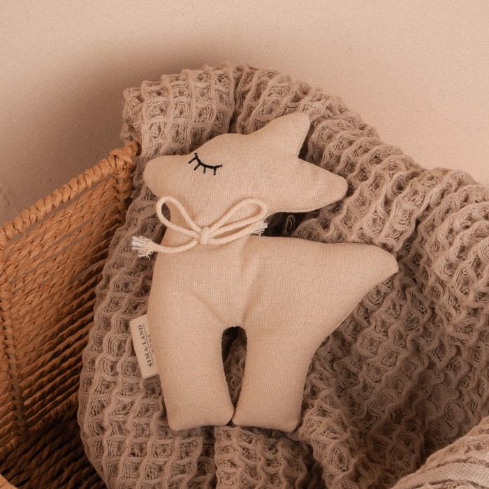 Мягкая игрушка «Оленёнок», 15 см, цвет бежевый, с бантиком Мягкая игрушка «Оленёнок», 15 см, цвет бежевый, с бантиком