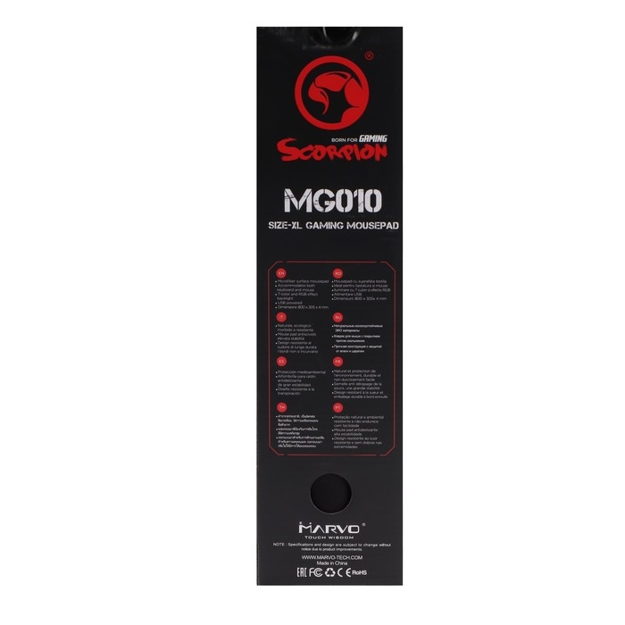 Коврик для мыши MARVO MG010, игровой, 800x305x4 мм, подсветка, чёрный Коврик для мыши MARVO MG010, игровой, 800x305x4 мм, подсветка, чёрный