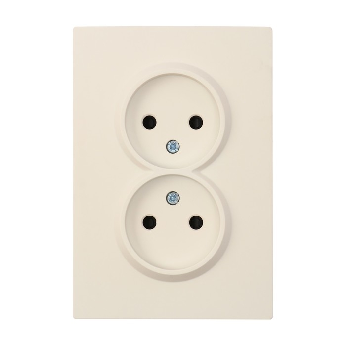 Розетка двухместная TOT Elegant, 10 А, скрытая, без з/к, бежевая Розетка двухместная TOT Elegant, 10 А, скрытая, без з/к, бежевая