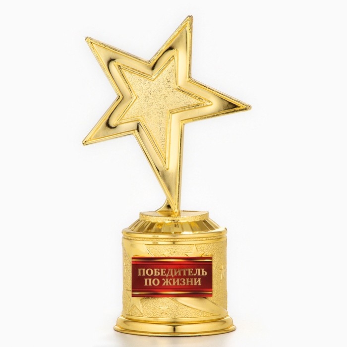 Кубок наградная фигура: звезда литая &laquo;Победитель по жизни&raquo; золото, пластик, 16 х 8,5 х 6 см.