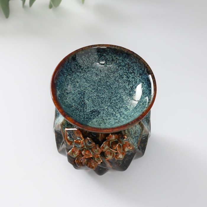 Аромалампа керамика  Аромалампа керамика "Узоры и рельеф" коричневая 8х8х8,4 см