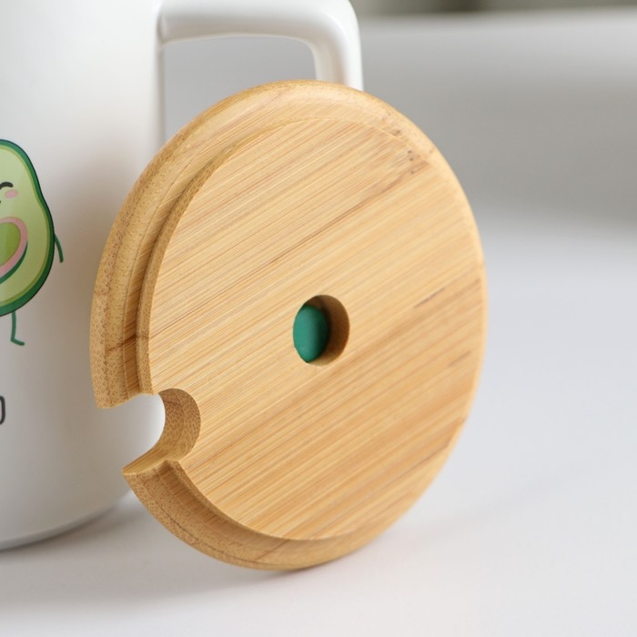 Кружка керамическая с крышкой и ложкой Avocado, 360 мл